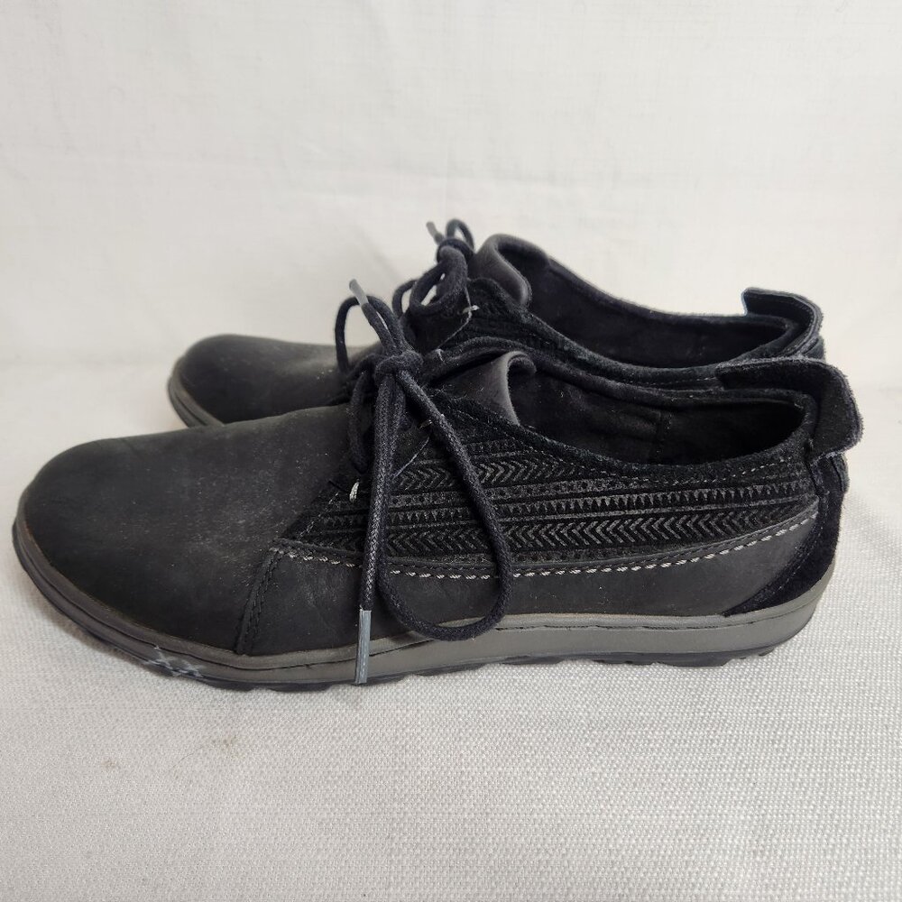 MERRELL Ashland Tie US 7.5 Black Leather & Suede Lace Up Walking Shoes